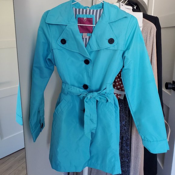 LONDON FOG blue trench coat junior section size L 14-16 kids